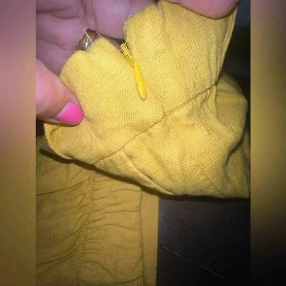 Chelsea & Theodore Linen blend Wide Leg cropped Pant Sz 12 Mustard - Picture 6 of 11